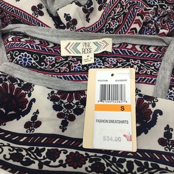 Pink Rose Semi Sheer Printed Top C4 - Picture 5 of 5